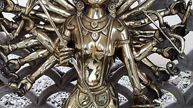 Tilt down shot of statue of the Goddess Durga, Agra, Uttar Pradesh, India