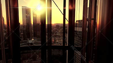 Inside modern business office building. skyscraper city view