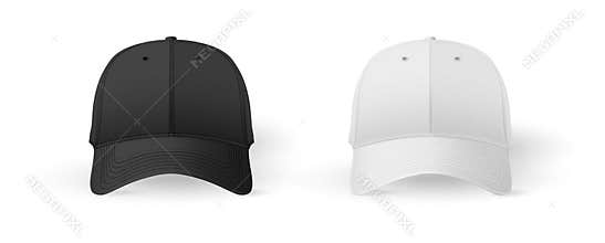 Baseball caps, front view on sport headwear