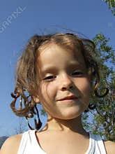 Happy girl with curly hair