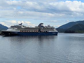 2026.06.01. Ketchikan, Alaska - Celebrity Summit docked in the port with Alaskan mountains in the background