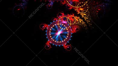 Colorful sideral clock moving in space