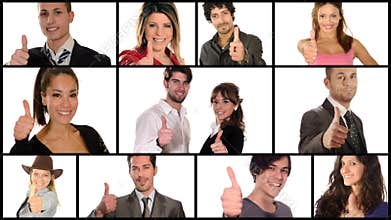 People doing thumbs-up collage