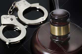 Legal concept gavel and handcuffs