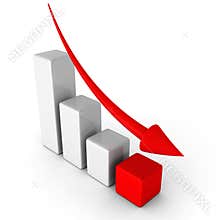 Business decline chart graph with falling arrow