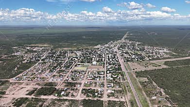 Aerial view of the town of Santa Isabel in La Pampa, Argentina