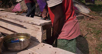 Bhadrak, Odisha, India - Dec 27 , 2024 : Construction Workers Working on Site