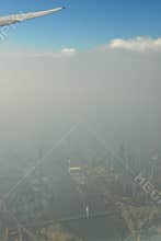 China landmarks in the haze,air pollution in China,Air pollution of china city,canton tower in haze