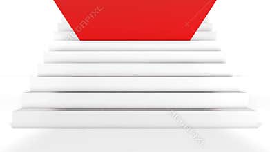 Red carpet unrolling on the stairs.