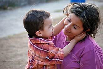 Beatiful Hispanic mother and child