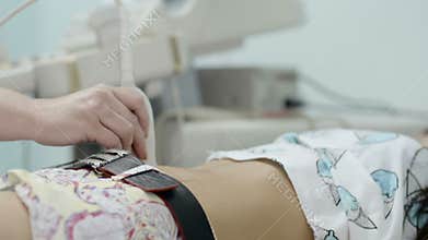 Doctor Hand With Ultrasonic Qquipment During Ultrasound Medicine Examination