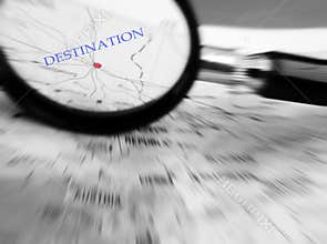 Travel concept with destination in focus