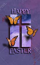 Happy Easter Butterflies with Cross
