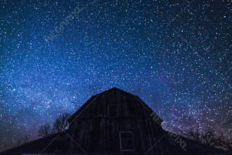 Old Ontario Barn and the milky way and night stars