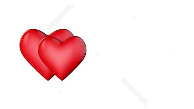 Two lovers hearts. Valentine. 3D animation.
