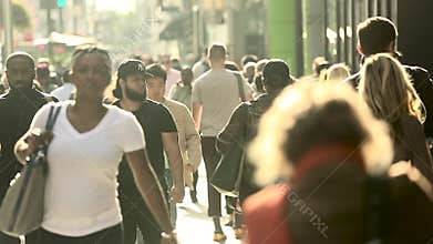 Slow motion of busy streets in central Manhattan, New York