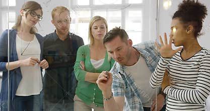 Interested colleagues taking part in work process