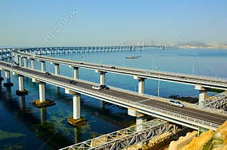 The Dalian bridge over the sea