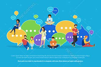 Speech bubbles for comment and reply concept flat vector illustration