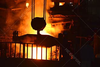 Irruption of melted steel