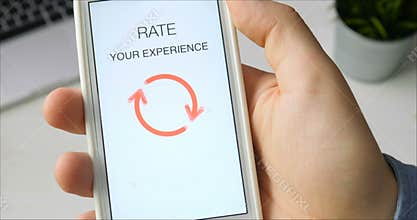 Man gives one star rating using smartphone application