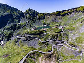 Transfagarasan and Balea Lake aerial view