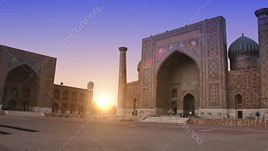 Square Registan, night. Samarkand. Uzbekistan