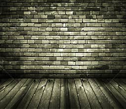 Rustic house interior brick wall wooden floor
