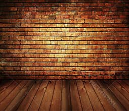 Rustic house interior vintage brick, wood texture