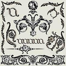 Set Of Classic Floral Decoration Elements