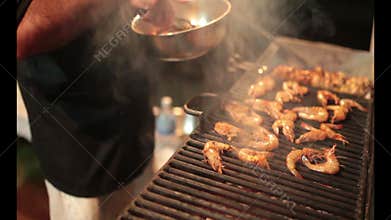 Grilled prawns on Stove