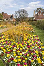 Pretty flower borders at RHS Gardens, Wisley, Surrey