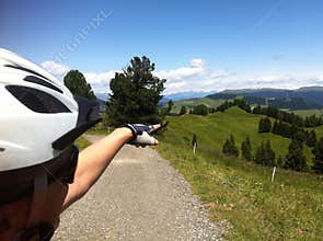 Man in helmet in Alps