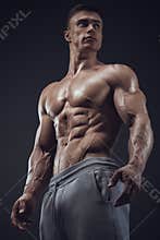 Close-up of athletic muscular man
