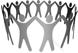 Group Symbol People Arms Up in Circle Ring Chain