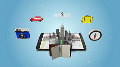 Planing to travel city,vacation, Mobile access online tour