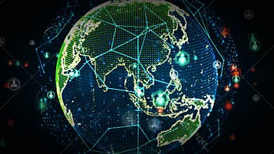 Digital World Networks of People Color