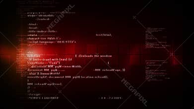 Computer Code Scrolling Red