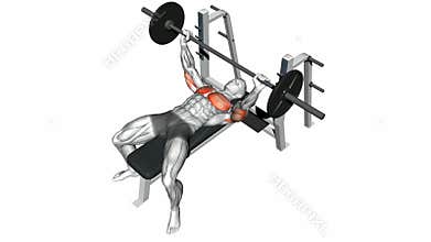Video guides exercising. Press of a bar, lying on the bench