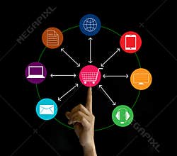 Hand holding network marketing connection, Omni Channel