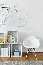 Reading corner in hipster's lounge