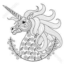 Hand drawing Unicorn for adult anti stress coloring pages