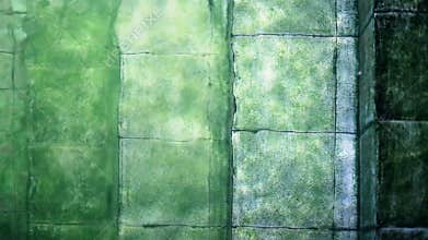 Old underwater stairs and green algae with grunge