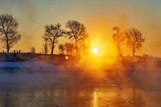 The sunrise riverside ( Jilin rime island )