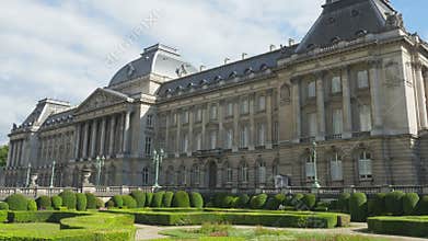 royal palace of brussels, belgium, timelapse, zoom out, 4k