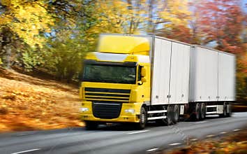 Truck driving on country-road/motion