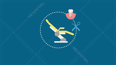 Dental treatment, dentures and dental care animation