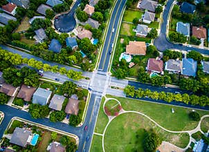 Aerial Looking straight down at Austin Texas Neighborhood Suburb