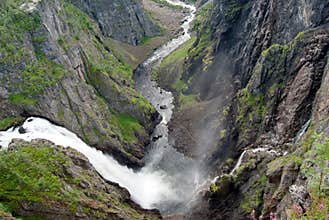 Panorama picture of Voeringfossen waterfall