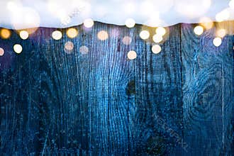 Christmas Frame; winter blue snowy background;